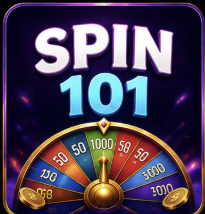 Spin101 game featuring a colorful prize wheel and digital gaming graphics
