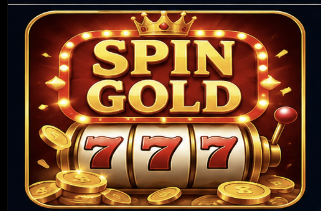 Spin Gold game featuring 777 slot reels, golden coins, and glowing casino graphics