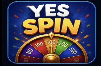 Yes Spin game featuring a colorful prize wheel with numbered sections and gaming graphics